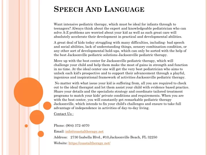 speech and language