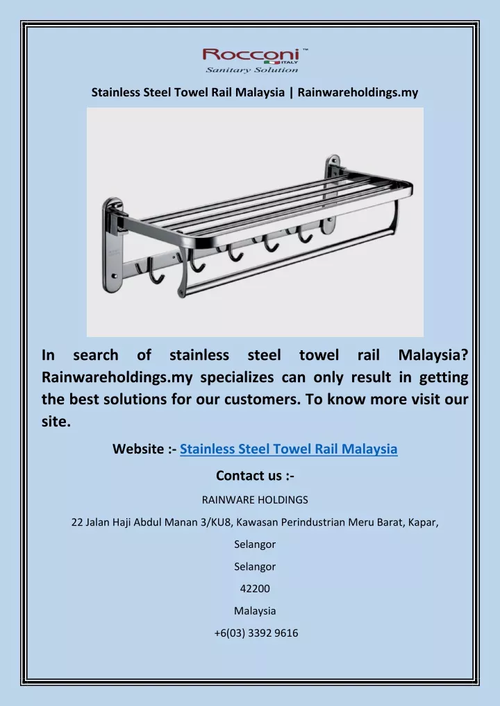 stainless steel towel rail malaysia