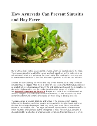How Ayurveda Can Prevent Sinusitis and Hay Fever