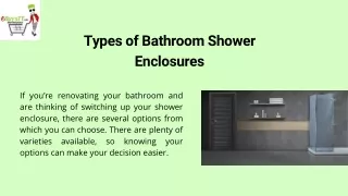 Types of Bathroom Shower Enclosures