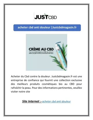 acheter cbd anti douleur | Justcbdmagasin.fr