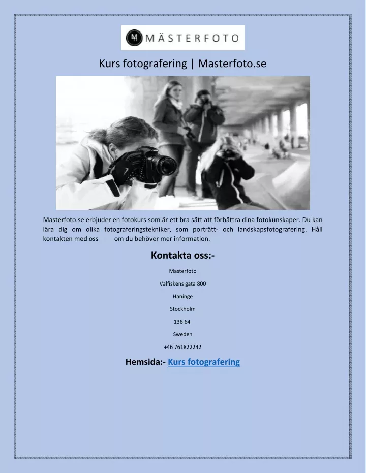 kurs fotografering masterfoto se