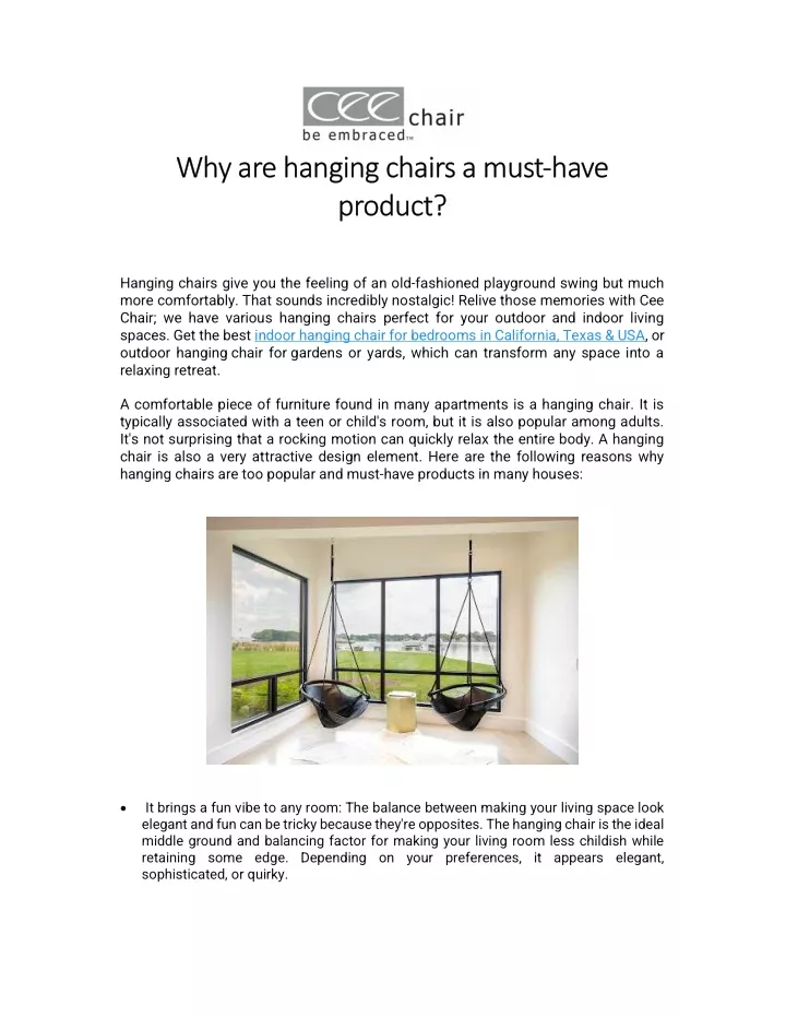 why are hanging chairs a must have