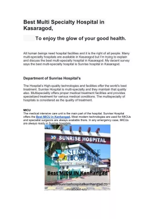 best multi specialty hospital in kasaragod