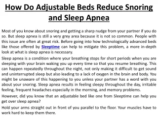How Do Adjustable Beds Reduce Snoring and Sleep Apnea
