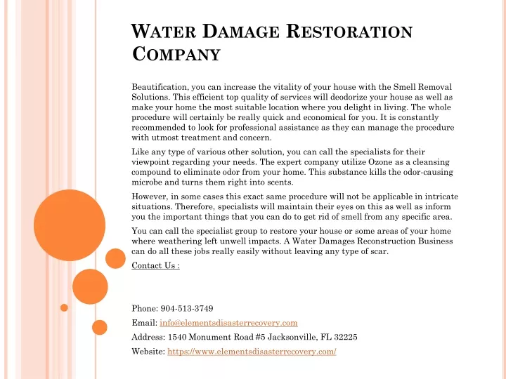 water damage restoration company