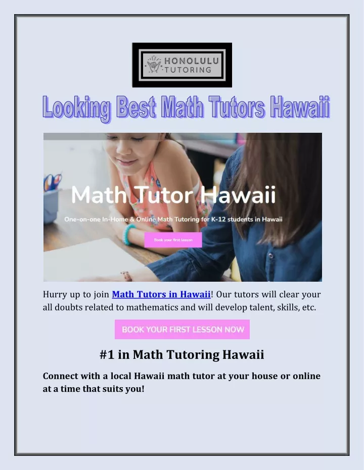 hurry up to join math tutors in hawaii our tutors