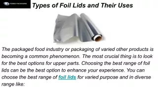 Types of Foil Lids and Their Uses