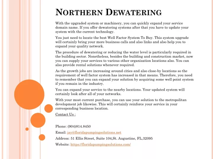 northern dewatering