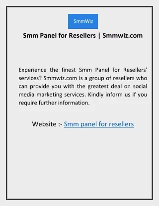 Smm Panel for Resellers  Smmwiz