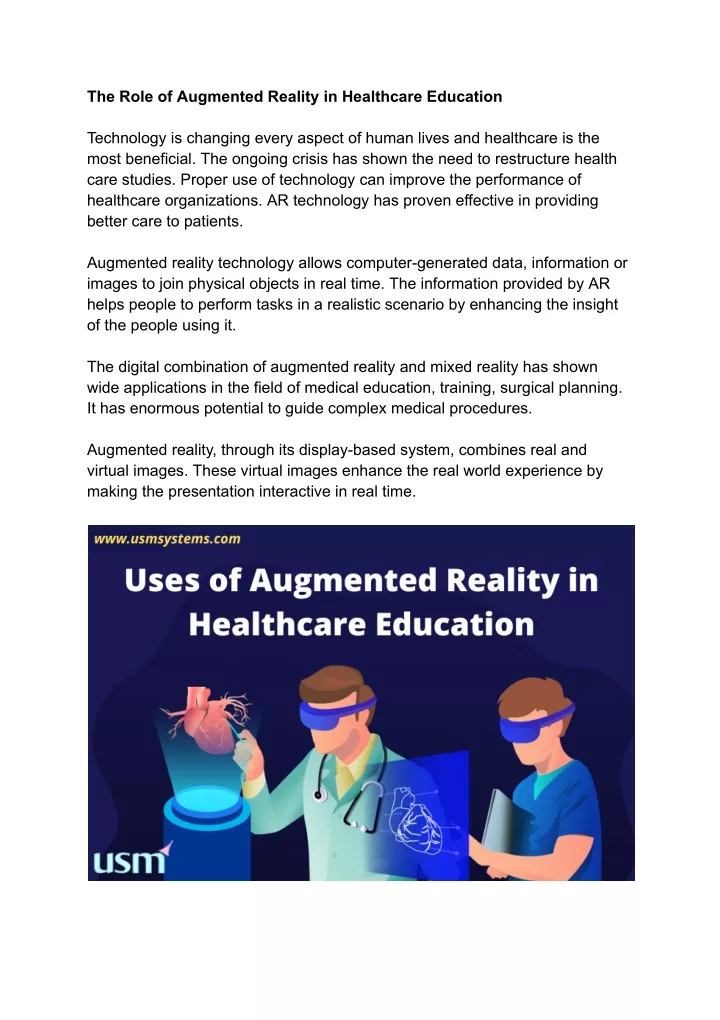 the role of augmented reality in healthcare