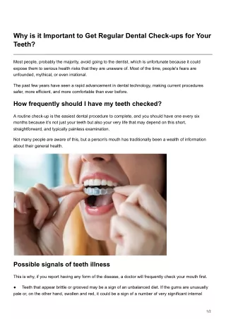 Why is it Important to Get Regular Dental Check-ups for Your Teeth