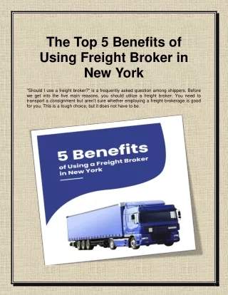 The Top 5 Benefits of Using a Freight Broker in New York