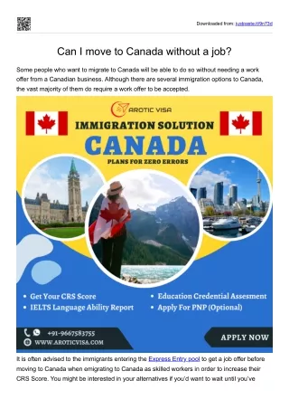 Can I move to Canada without a job