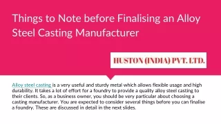 Things to Note before Finalising an Alloy Steel Casting Manufacturer