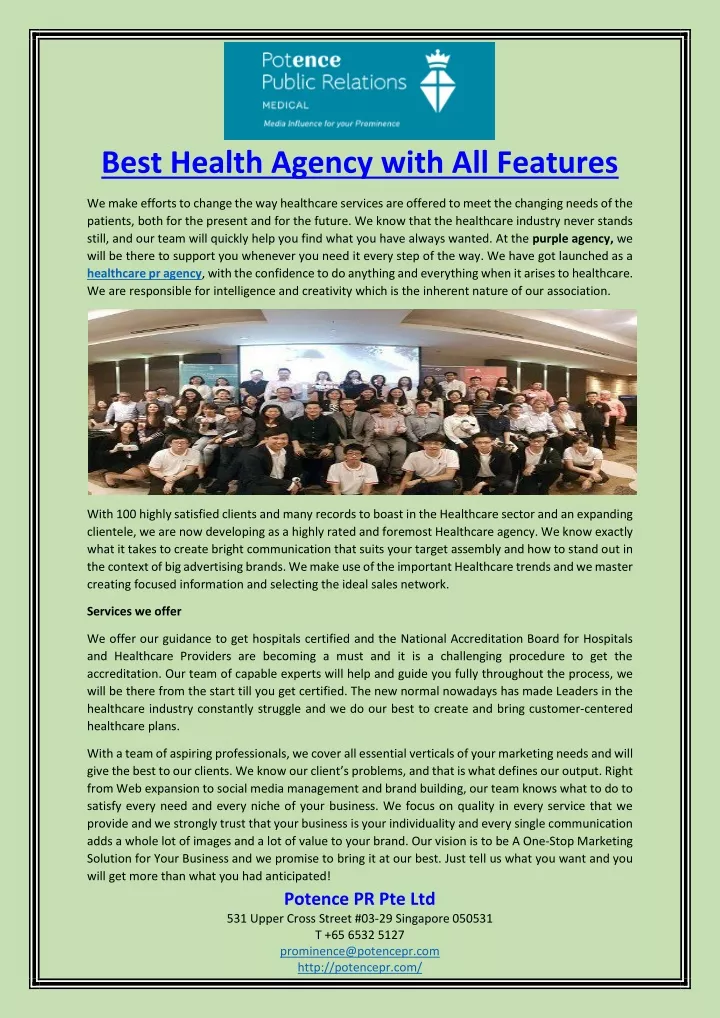 best health agency with all features