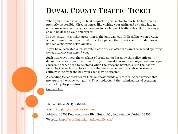 duval county traffic ticket