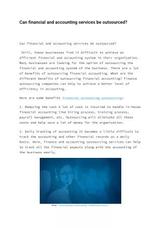 Can financial and accounting services be outsourced