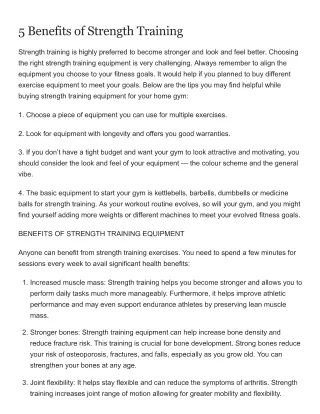 5 Benefits of Strength Training