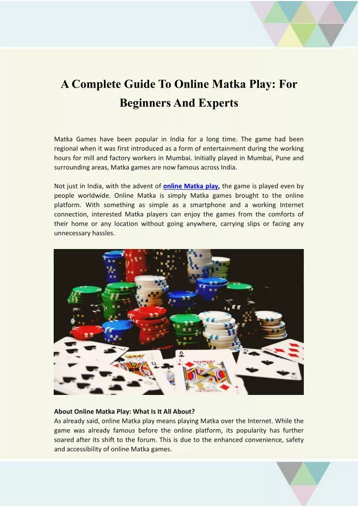 acomplete guide to online matka play