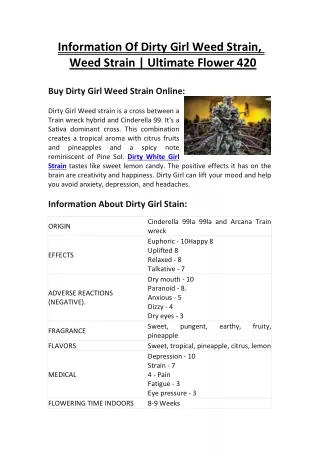 Information Of Dirty Girl Weed Strain, Weed Strain | Ultimate Flower 420