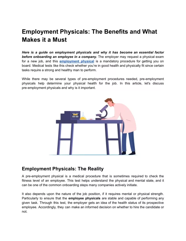 employment physicals the benefits and what makes