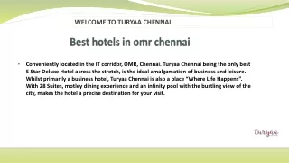 Best hotels in omr chennai