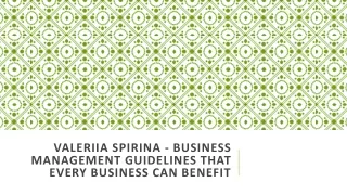 Valeriia Spirina - Business Management Guideline That Every Business Can Benefit