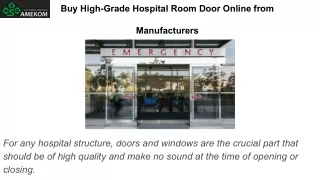 Buy High-Grade Hospital Room Door Online from Manufacturers