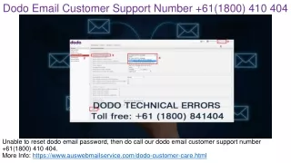 dodo email customer support number 61 1800 410 404
