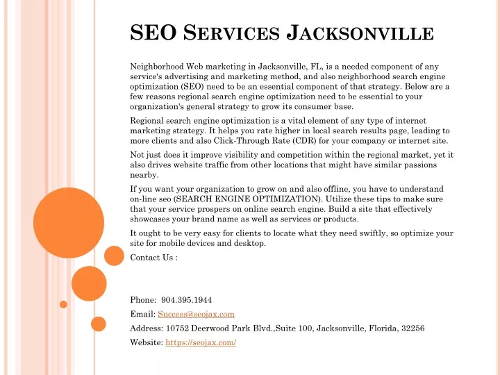 seo services jacksonville