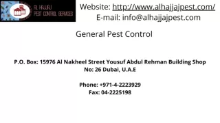 Hire a professional General Pest Control services to make your house free from