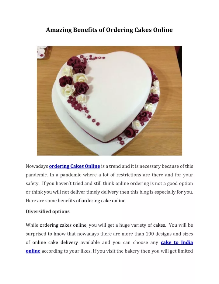 amazing benefits of ordering cakes online