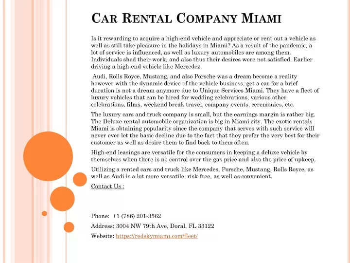 car rental company miami