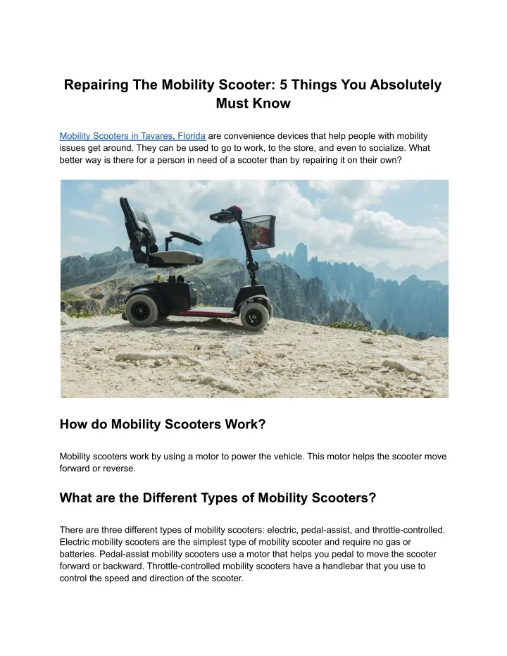 repairing the mobility scooter 5 things