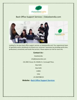 Back Office Support Services | Dataslexindia.com