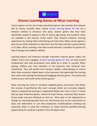 science learning games at wizar learning