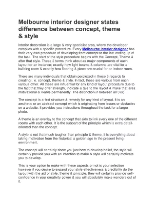 Melbourne interior designer states difference between concept, theme & style
