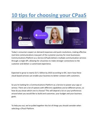 10 tips for choosing your CPaaS