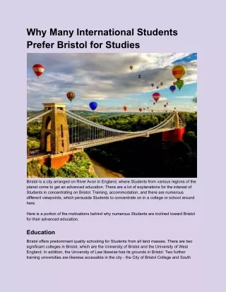 Why Many International Students Prefer Bristol for Studies