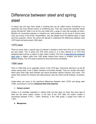 Difference between steel and spring steel