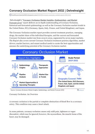 coronary occlusion market report 2032 delveinsight