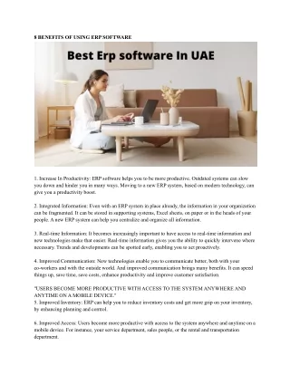 8 benefits of using erp software