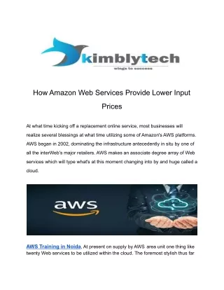 How Amazon Web Services Provide Lower Input Prices