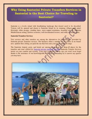 why using santorini private transfers services