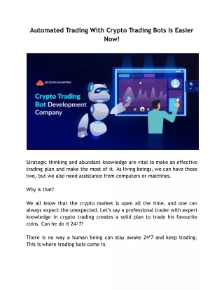 automated trading with crypto trading bots