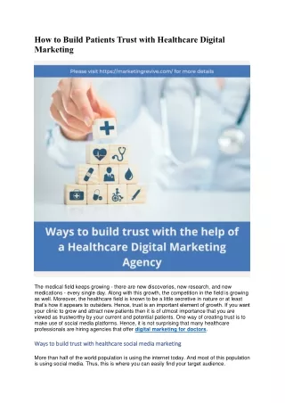 How to Build Patients Trust with Healthcare Digital Marketing