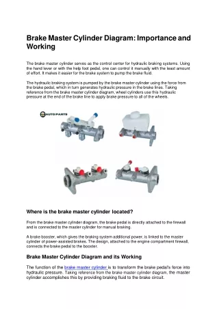 Brake Master Cylinder Diagram and Defects