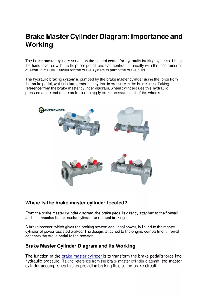 brake master cylinder diagram importance